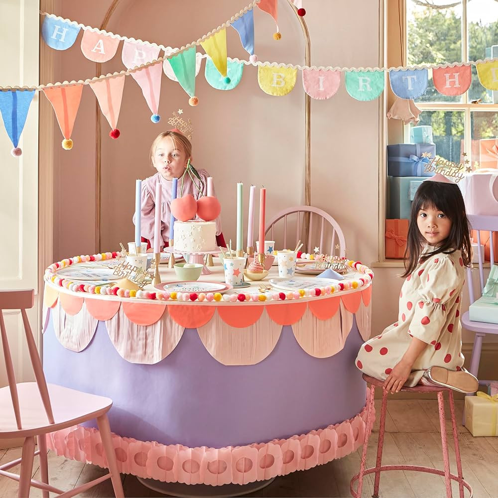 Meri Meri Happy Birthday Fabric Pennant Banner (Pack of 1), 7.5' Party Banner, 11' Inlcuding Exce... | Amazon (US)