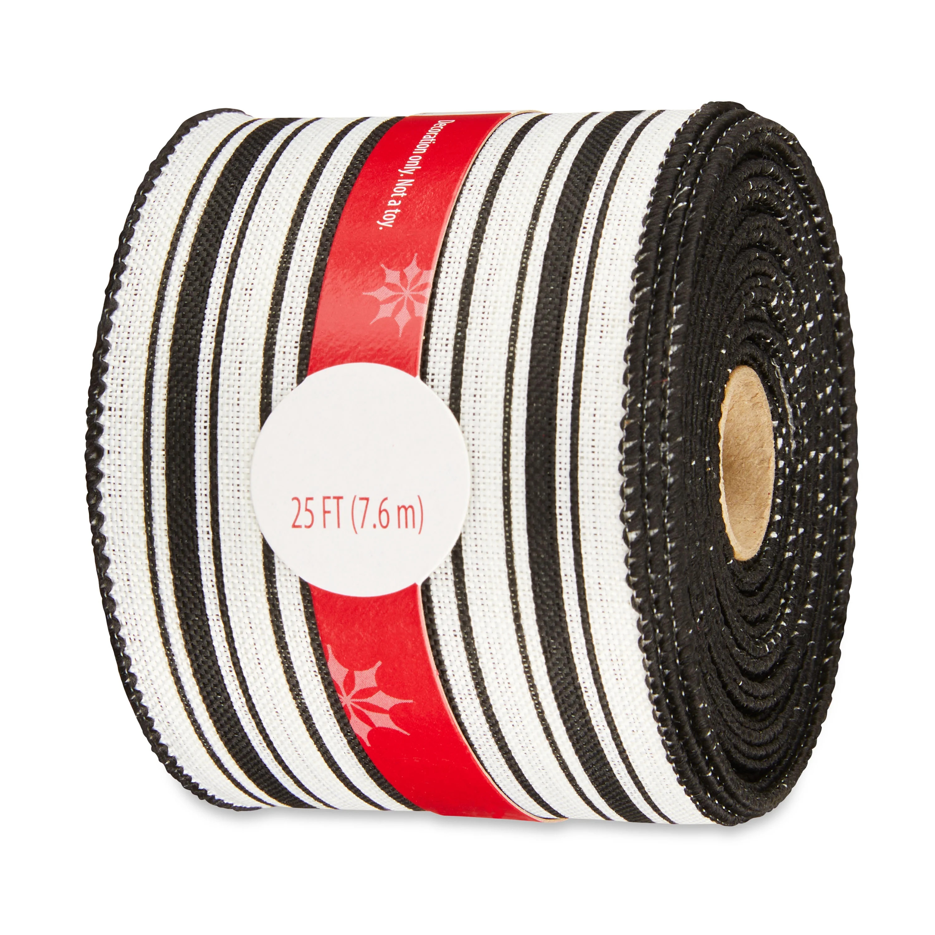 Black & Ivory Stripe Christmas Ribbon, 3.25" x 25', by Holiday Time | Walmart (US)