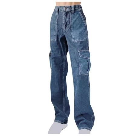 ketyyh-chn99 Blue Black Cargo Pants For Women Boho High Waisted Pants for Women Leopard Wide Leg Flo | Walmart (US)