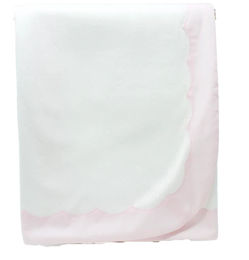 Little Hearts Scallop Blanket: Pink | Loozieloo