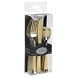 Lillian Tablesettings Combo Box | Polished Gold | Pack of 24 Plastic Cutlery | Amazon (US)