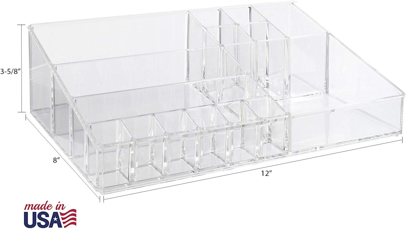 STORi Audrey Clear Vanity Makeup Organizer | 15-Compartment Holder for Brushes, Eyeshadow Palette... | Amazon (US)