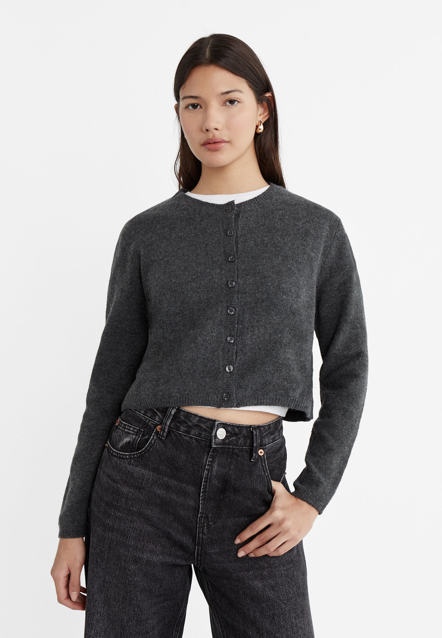 Soft-touch knit cardigan with buttons | Stradivarius (UK)