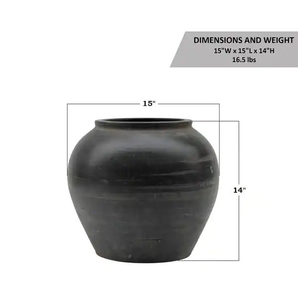 Artissance Large Vintage Charcaol/Gray pottery Jar, 15 Inch Diameter, Gray (Size & Finish Vary) -... | Bed Bath & Beyond