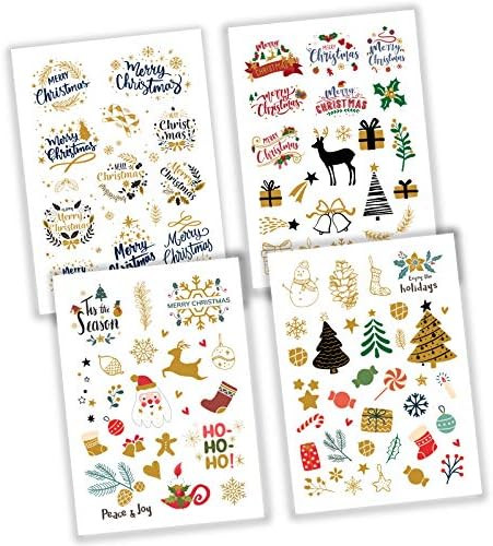 Everjoy Metallic Christmas Decorations Temporary Tattoos - 100+ Glitter Tattoo Designs, Merry Chr... | Amazon (US)