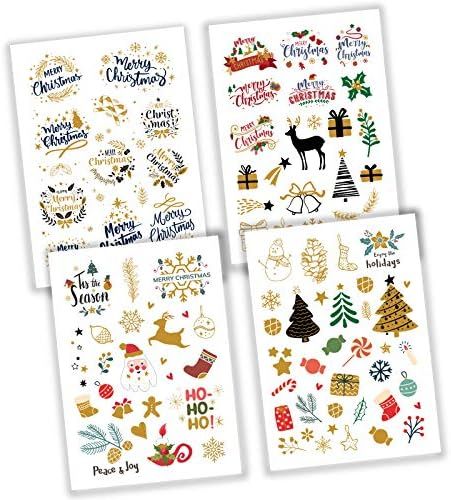 Everjoy Metallic Christmas Decorations Temporary Tattoos - 100+ Glitter Tattoo Designs, Merry Chr... | Amazon (US)