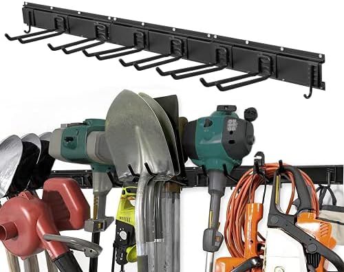 WMK Garage Tool Organizer Wall Mount, 11 PCS Garden Tool Rack with 8 Adjustable Heavy Duty Storag... | Amazon (US)