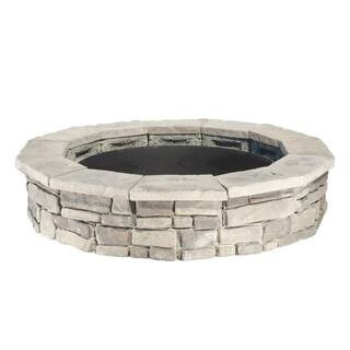 Natural Concrete Products Co 44 in. Random Stone Gray Round Fire Pit Kit RSFPG - The Home Depot | The Home Depot