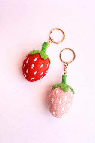 Golden Hour Designs Felt Strawberry Keychain | Free People (Global - UK&FR Excluded)