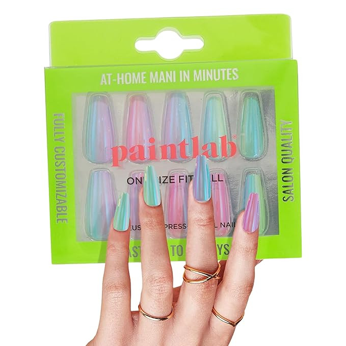 PaintLab Press-On Nails Manicure Kit, Check you out II, 30-Piece Set, Long-Lasting Fake Nails wit... | Amazon (US)