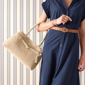 Isabella Belted Suede Handbag | Mark and Graham