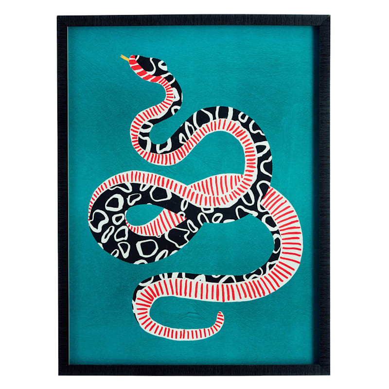 Glass Framed Snake Print Wall Art, 19x25 | At Home
