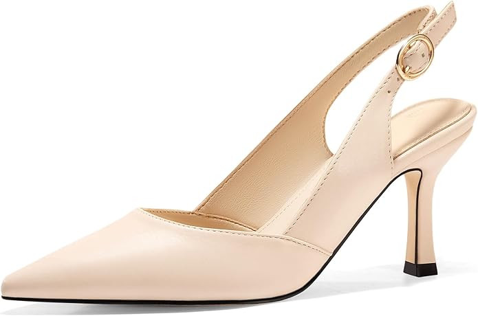 Rilista Women's Slingback Kitten Heels Closed Pointed Toe Wedding Party Dress Pumps Shoes | Amazon (US)