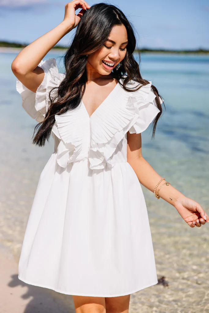 Take The Win White Ruffled Party Dress | The Mint Julep Boutique