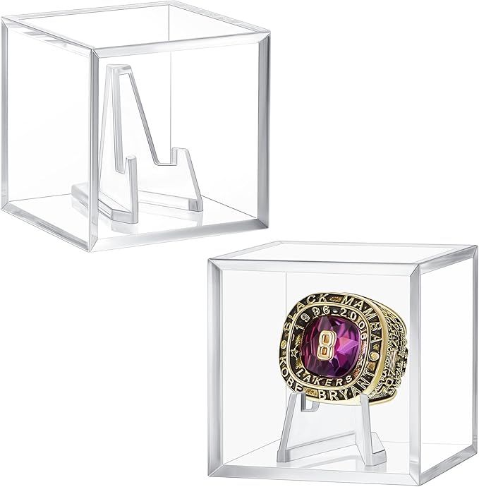 Championship Ring Display Case Clear Acrylic Display Case Mini Acrylic Easel Stands Challenge Coi... | Amazon (US)