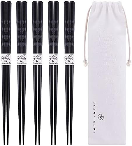 GLAMFIELDS Reusable Wooden Chopsticks Japanese Minimalism Natural 5 Pairs Lightweight Hand-Carved... | Amazon (US)