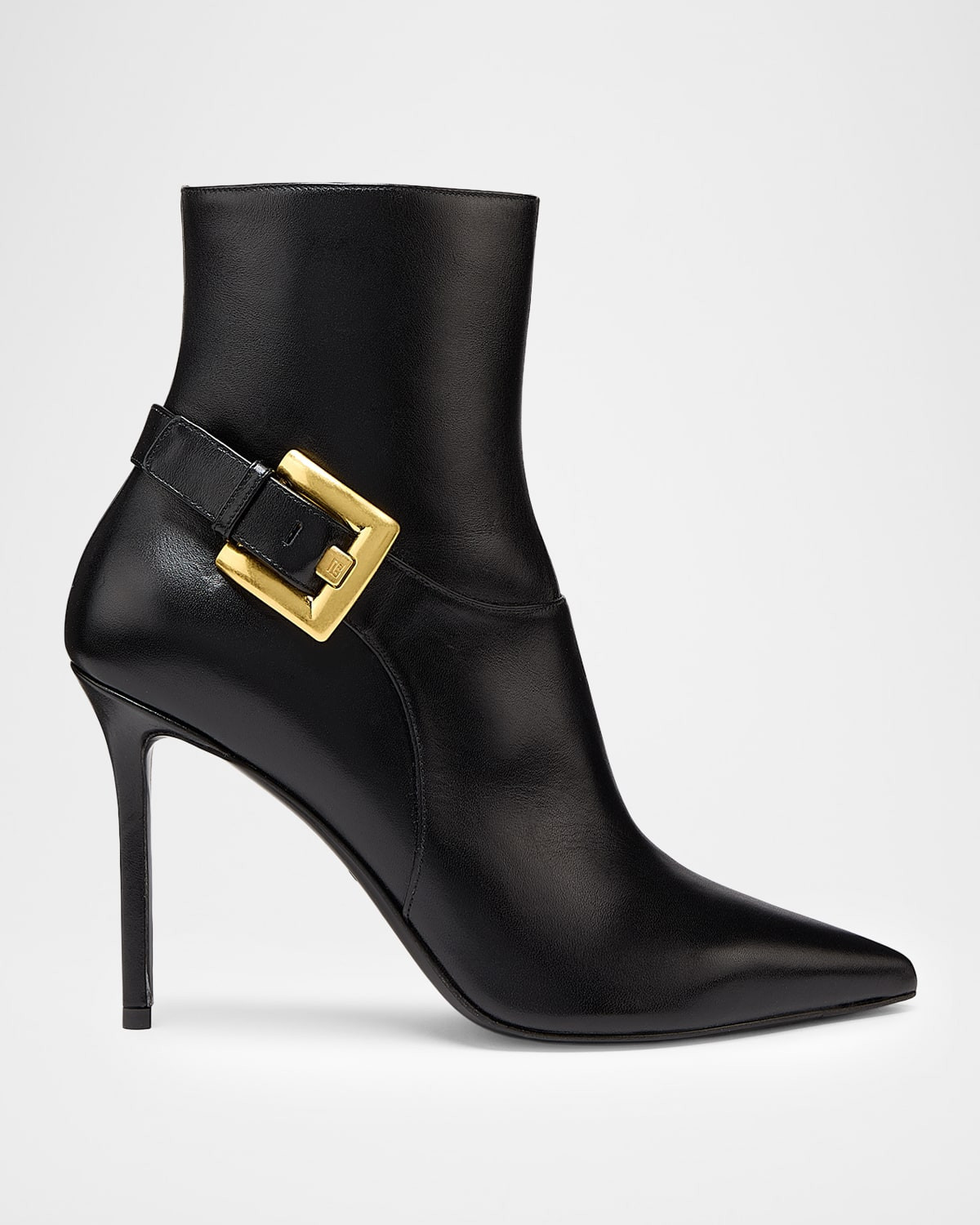 85mm Buckle Leather Ankle Booties | Neiman Marcus