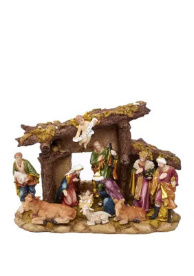 Kurt S. Adler Resin Nativity Set with Figures and Stable 11-Piece Set | Belk