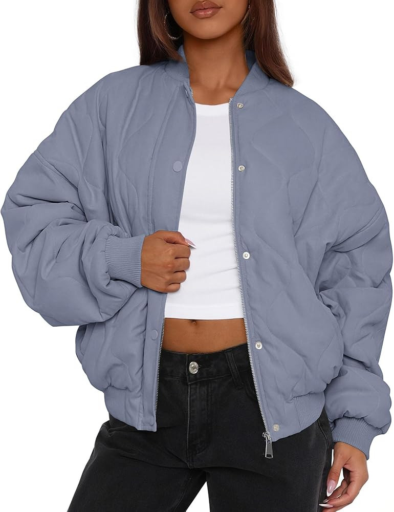PRETTYGARDEN Women's Quilted Bomber Jacket Fall Fashion 2026 Lightweight Cropped Zip up Outerwear... | Amazon (US)