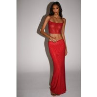 Erika Diamante Maxi Skirt - Vermilion Red | MESHKI US