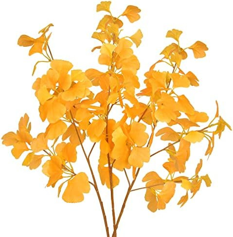 Dolicer 35.4’’ Artificial Ginkgo Leaf Stem Fall Leaves Stems Long Stem Artificial Ginkgo Bilo... | Amazon (US)