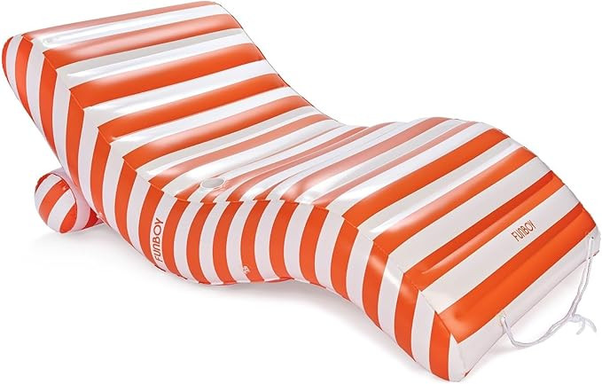 FUNBOY Giant Inflatable Luxury Orange & White Cabana Striped Chaise Lounger, Chair Pool Float for... | Amazon (US)