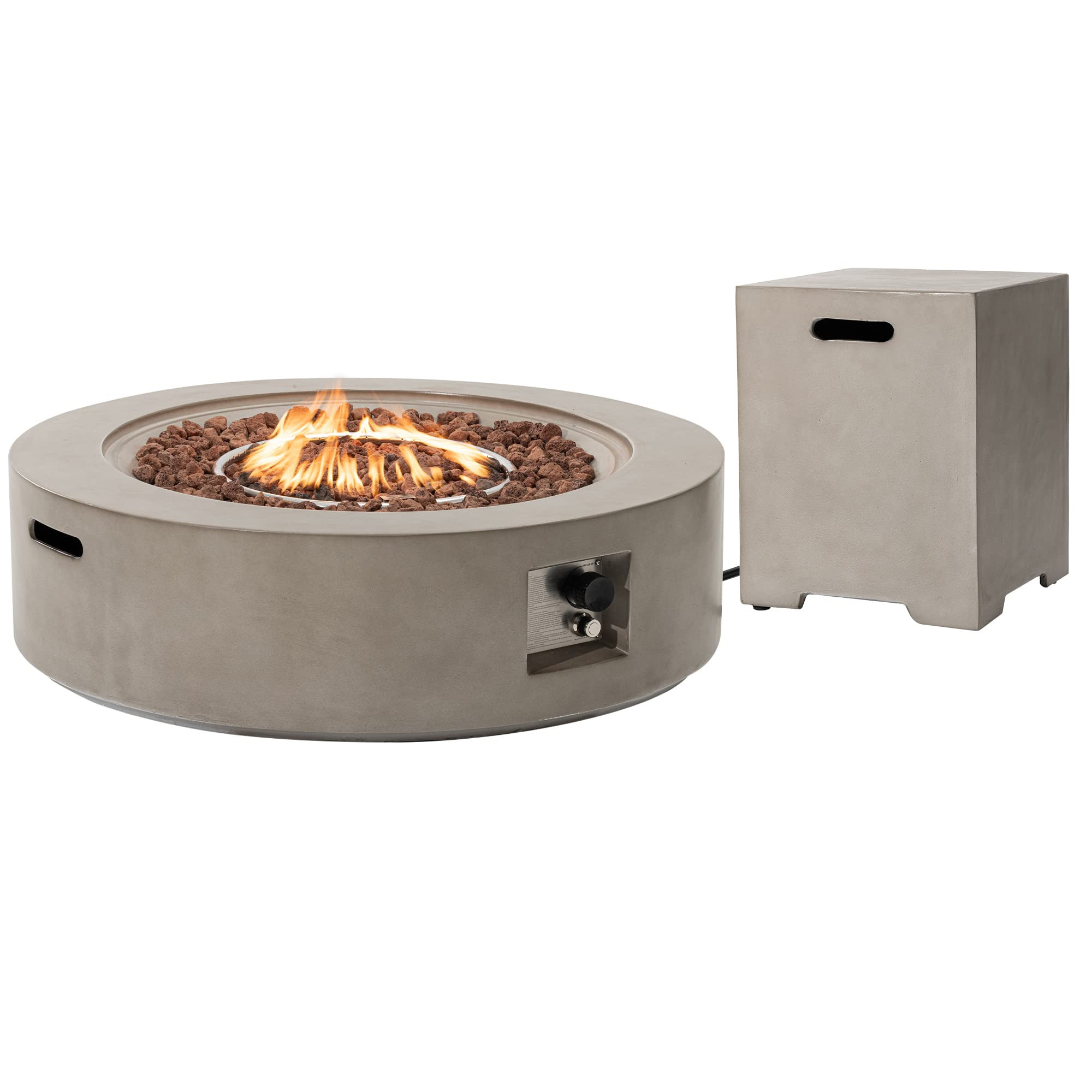 SUNBURY Outdoor 42 Inch Propane Fire Pit Table, Circular Gray Patio Fire Table 50,000 BTU w 20 lb... | Amazon (US)