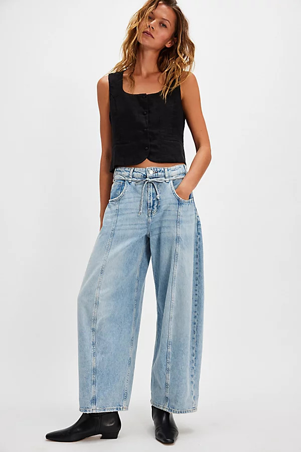 We The Free Ellipse Barrel Jeans at Free People in Blue Moon, Size: 25 S | Free People (UK)