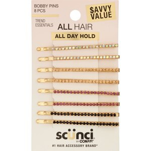 Scunci All Day Hold Stone Bobby Pins, Assorted Colors, 8 CT | CVS Health