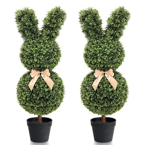 3FT Boxwood Bunny Topiary, 2 Pcs Faux Bunny Shape Boxwood Topiary, 36 Inch Artificial Rabbit Shape Boxwood for Porch, Patio, Indoor Decor | Amazon (US)