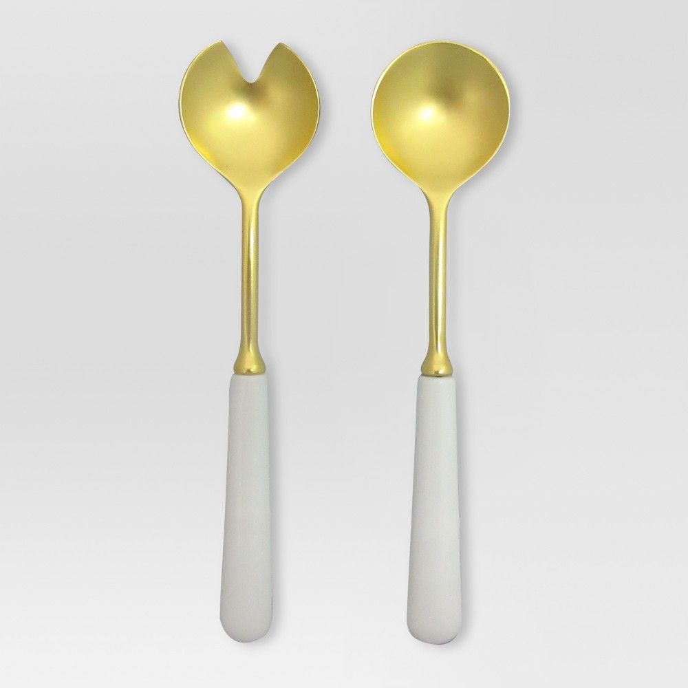 Porcelain & Gold Serving Spoons - Threshold | Target