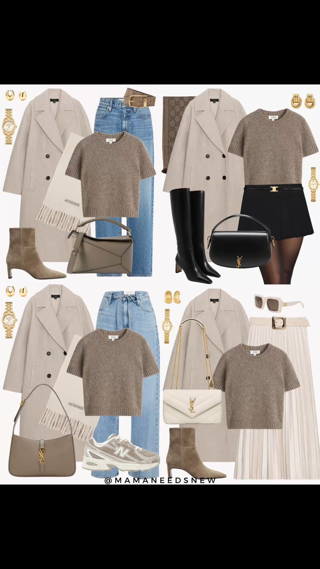 Four fall outfits with a beige oversized coat and taupe sweater tee from casual to dressy, this coat does it all 

#LTKStyleTip #LTKItBag #LTKSaleAlert