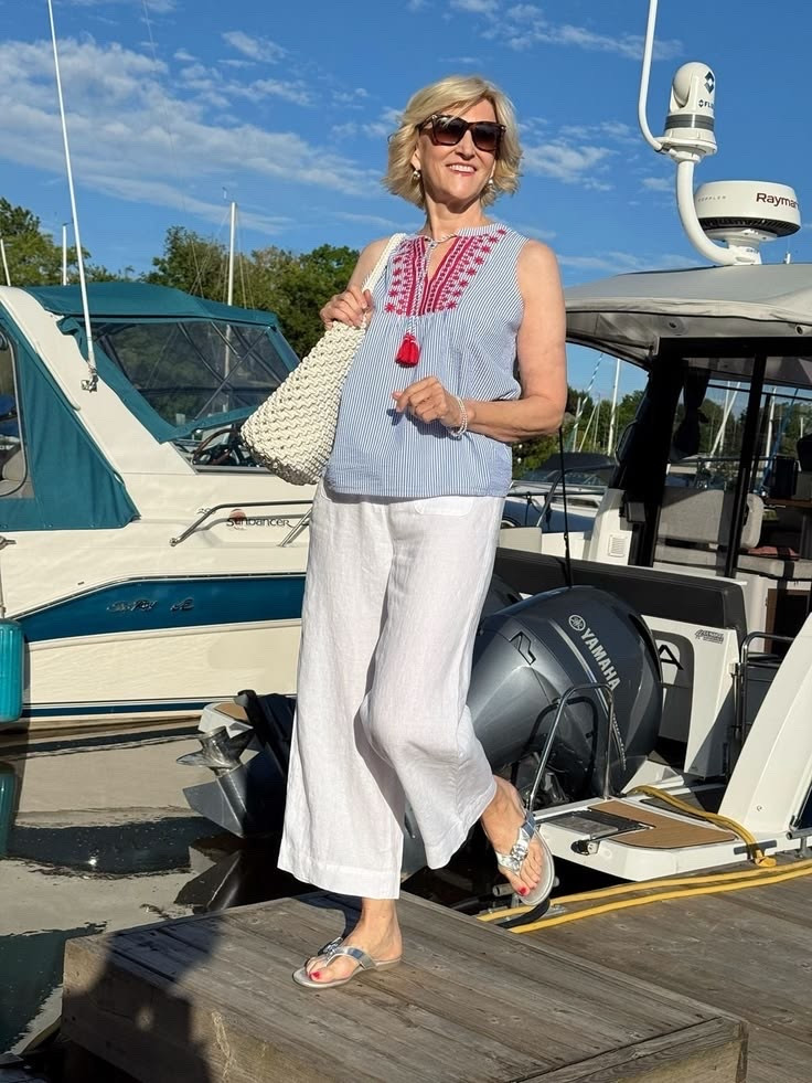 If you’re ever wondering how to make a simple outfit feel a little more special, this is it. 💙❤️

I love how this blue and red seersucker top adds just the right amount of colour without feeling too bold. Paired with crisp white linen pants and silver sandals, it creates an outfit that’s fresh, comfortable, and effortlessly chic.

It’s the kind of look that works for lunch with friends, a day of shopping, or a relaxed summer getaway. Easy pieces, classic colours, and timeless style—you really can’t go wrong.

#LTKSeasonal #LTKOver40 #LTKootd