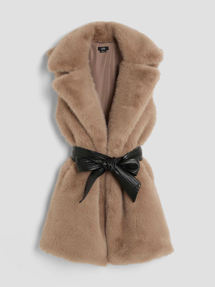 River Island Brown Girls Fur Belted Gilet | Next US