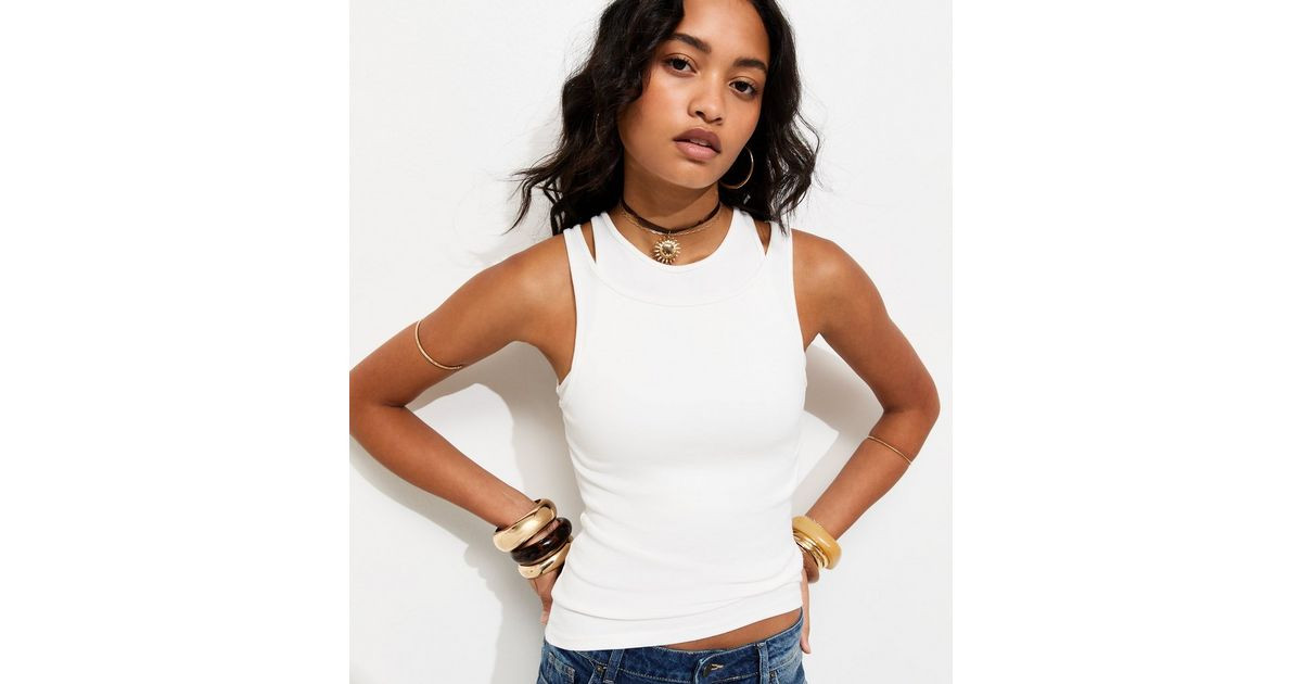 White Layered Racerback Vest | New Look | New Look (UK)