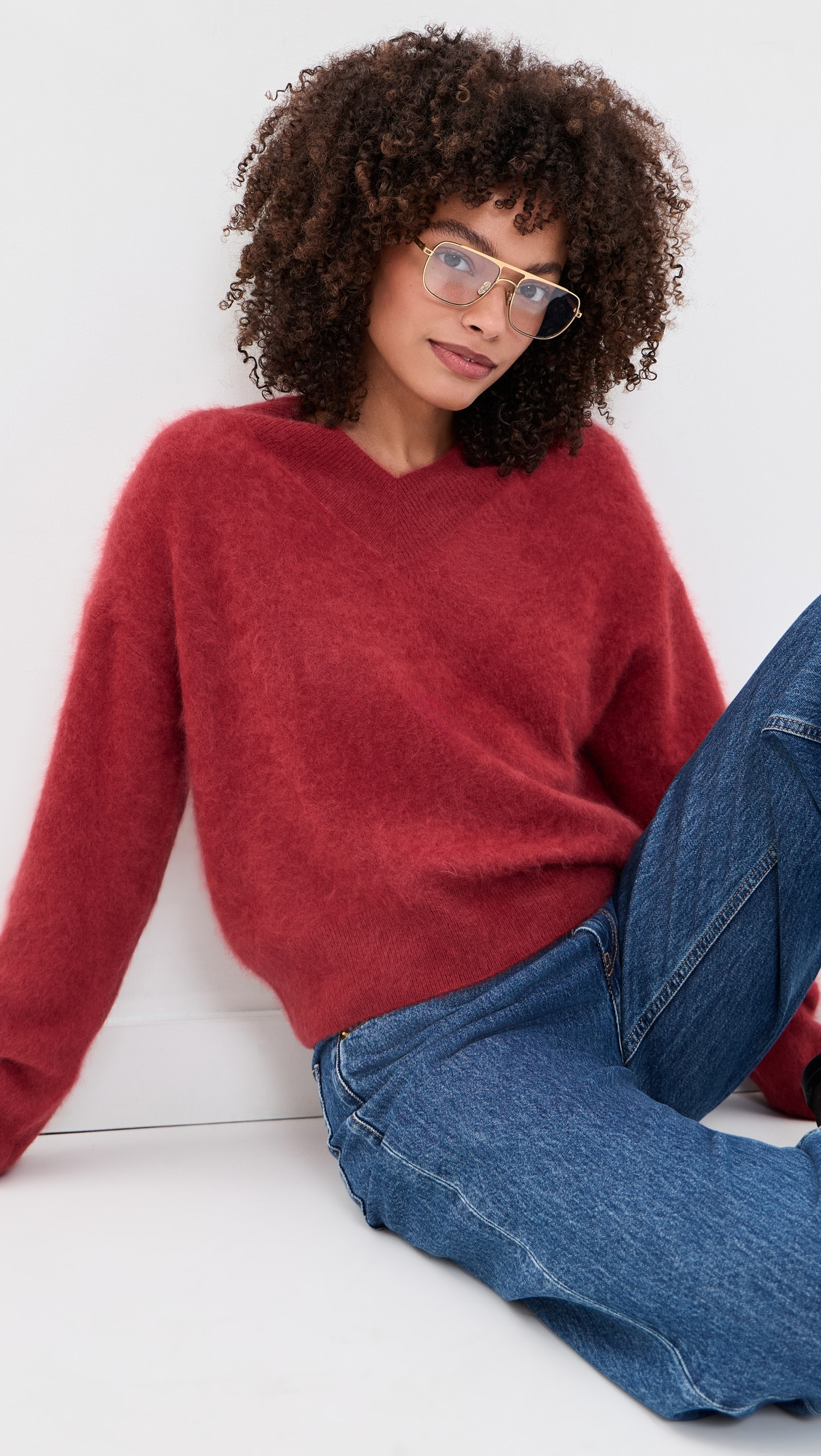 Guest in Residence Grizzly Double V Cashmere Sweater Carmine L | Shopbop