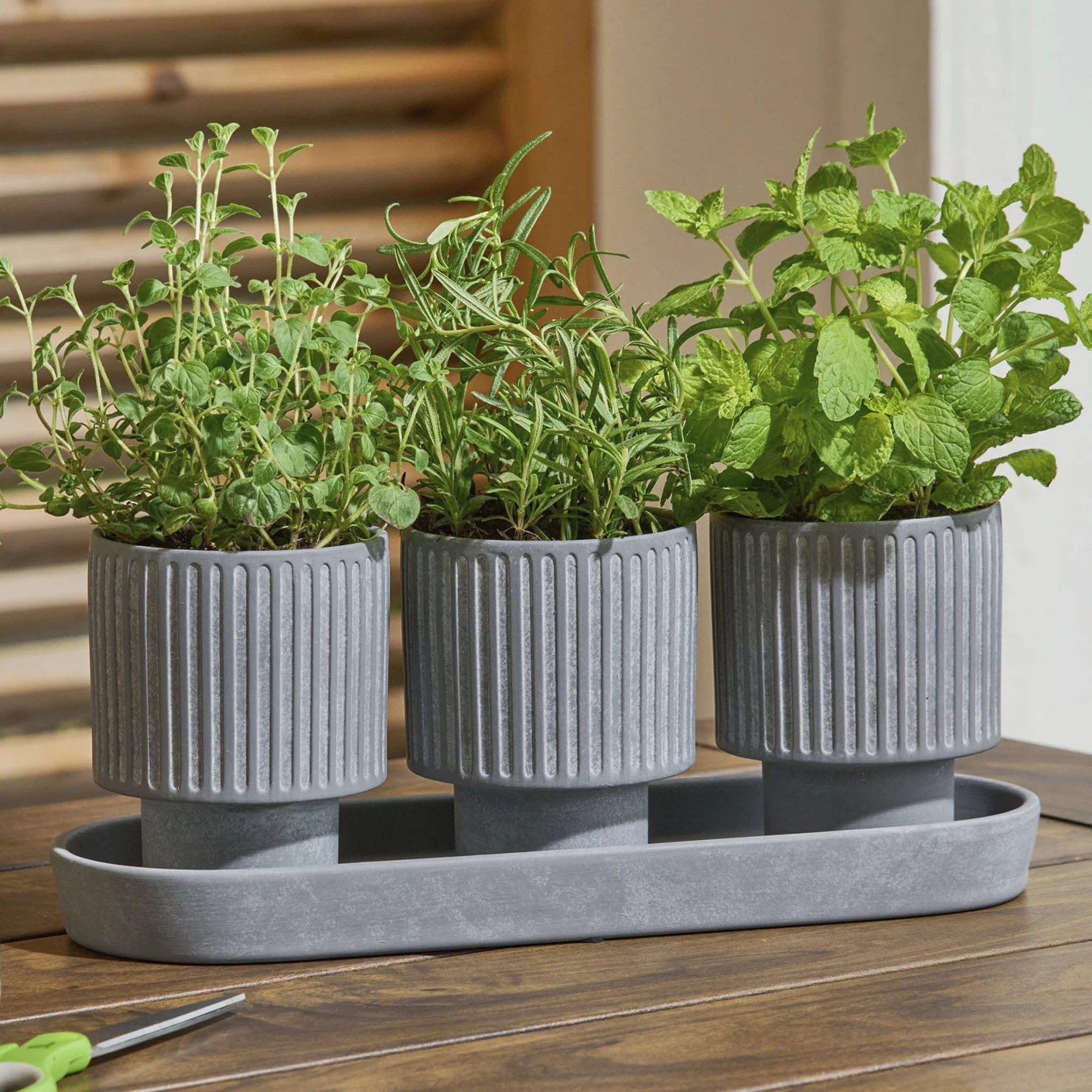 Better Homes & Gardens 4-Piece Ceramic Herb Planter, Gray | Walmart (US)