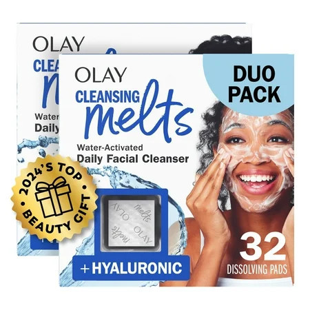 Olay Cleansing Melts + Hyaluronic Face Cleanser 64 ct. total (2 x 32 ct.) Water-Activated Face Wash to Clean Tone and Refresh Fragrance-Free | Walmart (US)