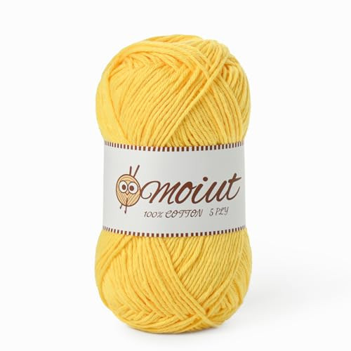 Cotton Yarn for Crocheting, Baby Yarn for Crocheting Soft, 131yds / 1.76oz Fluffy Amigurumi Crochet Yarn, 5 Ply 100% Milk Cotton Yarn for Puzzle、Socks、Clothes(Golden Yellow) | Amazon (US)