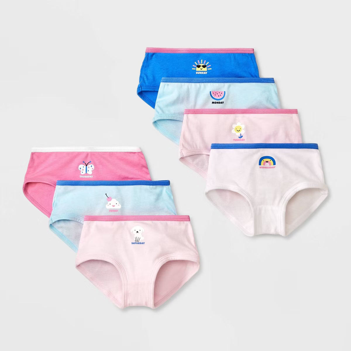 Toddler Girls' 7pk Briefs - Cat & Jack™ 2T-3T: Cotton Knit Underwear, Rainbow & Sun Patterns, L... | Target