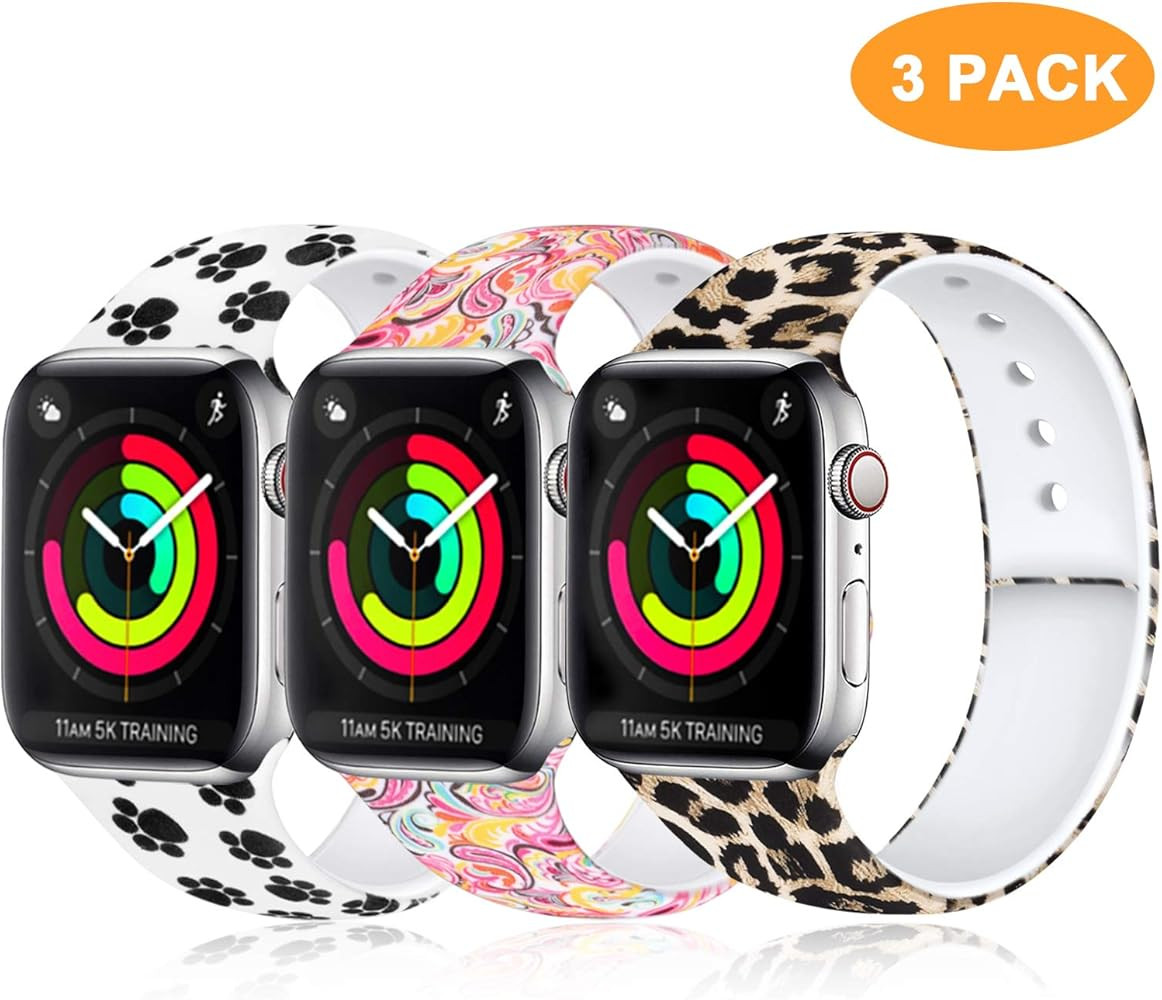 Compatible with Apple Watch Band 40mm 38mm 44mm 42mm for Women Men, Elegant Pattern Soft Silicone... | Amazon (US)