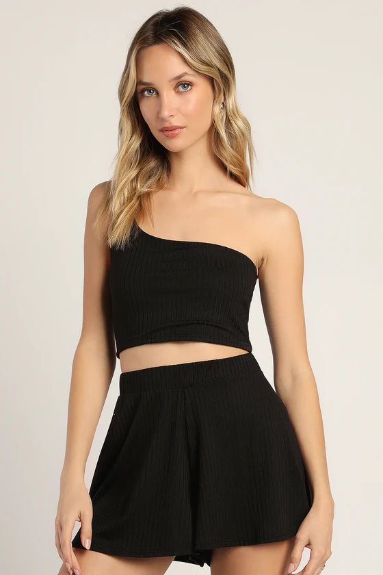 Let's Unwind Black Ribbed Knit Lounge Shorts | Lulus (US)