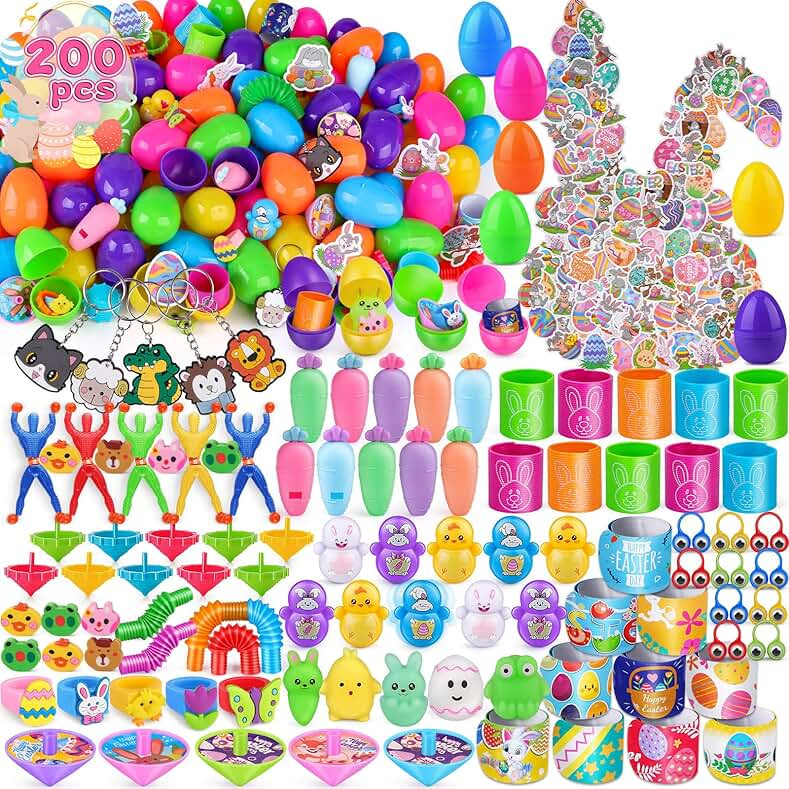 JOYIN 100 Pcs Prefilled Easter Eggs with Toys Plus Stickers,… | Amazon (US)