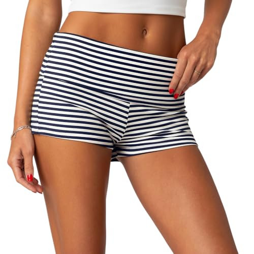 ONLYSTORY Women's Fold Over Shorts Y2K Micro Mini Shorts Elastic Waist Lounge Pajama Bottoms 2026... | Amazon (US)