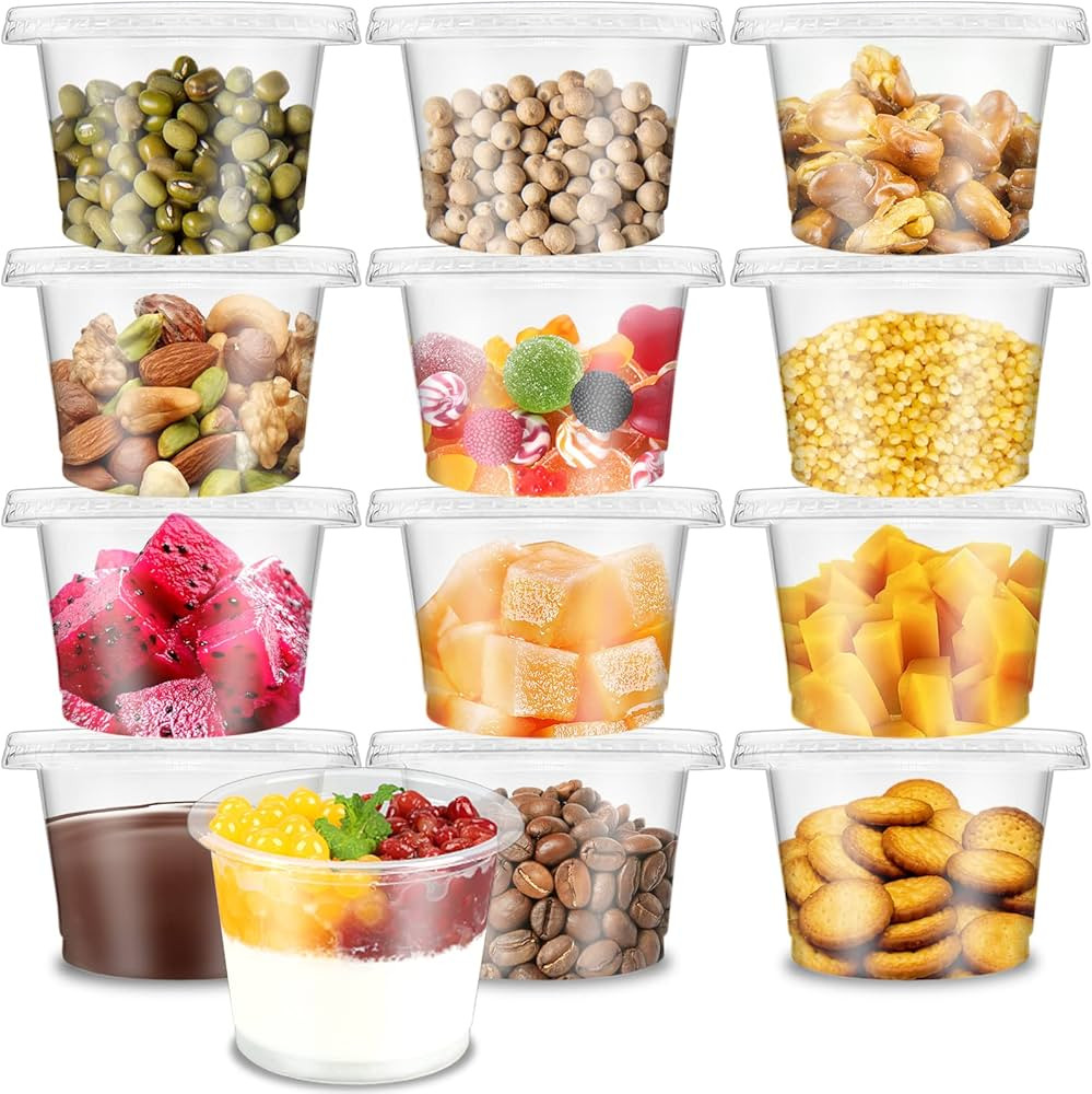 Qyyiguf 50 Pack 8 OZ Disposable Plastic Cups with Flat Lids,Disposable Ice Cream Cups,Take Away F... | Amazon (US)