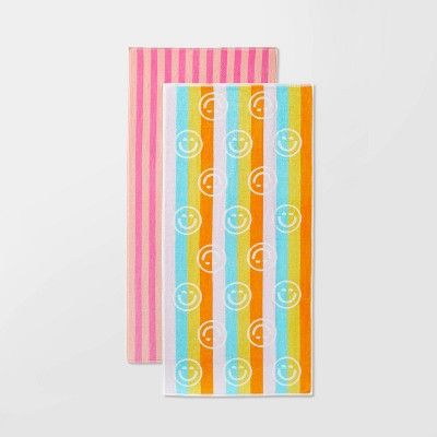 2pk Smiles Beach Towels Pink - Sun Squad™ | Target