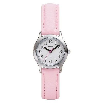 Kid's Timex Easy Reader  Watch with Leather Strap - Silver/Pink T790819J | Target
