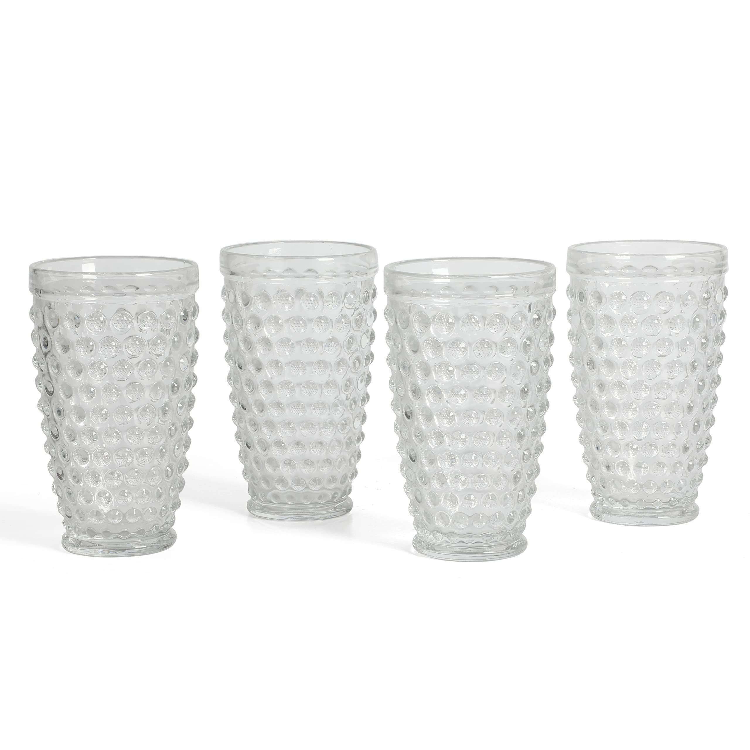 Martha Stewart Chauncey 4-Pack 14.3 oz Hobnail Handmade Glass Tumbler - Clear | Amazon (US)