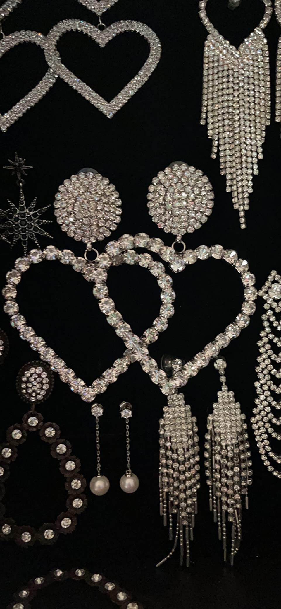 FXmimior Fashion Women Silver Heart Rhinestones Love Bar Earrings Long Chain Drop Dangle Earrings... | Amazon (US)