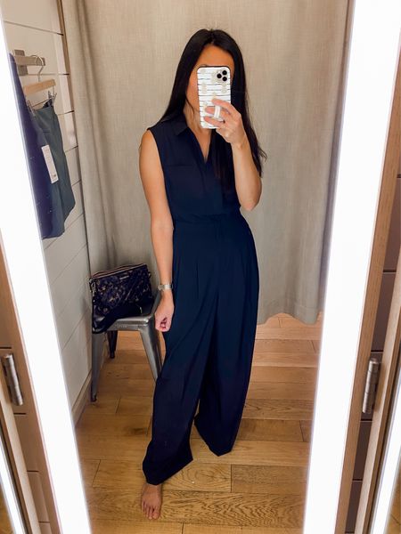 Jumpsuit done in athleisure material. Feels light as air on. Wide leg trouser look to the bottom. Zips up in front. Also comes in a beautiful camel and pretty light blue. I need a petite length at 5’4”. 20-25% off with code MEMBERS  
Spring break. 
Spring outfit. 
Travel. 
Vacation outfit. 

#LTKsalealert #LTKtravel #LTKstyletip